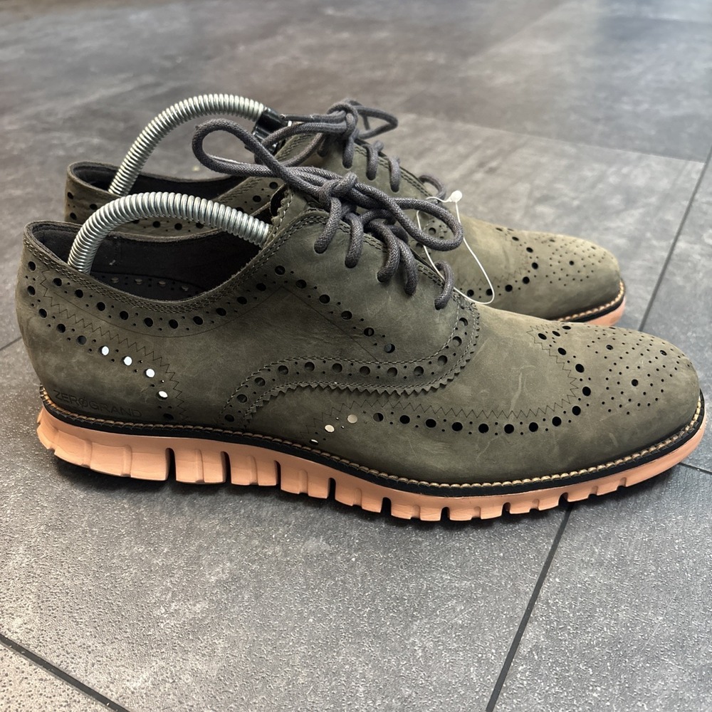 Cole Haan Zerogrand Suede Oxfords Men 9 Brown Wingtip Magnet Sneaker Shoes Lace